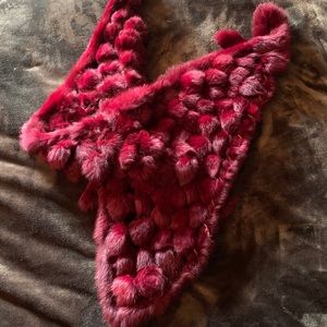 Rabbit fur shawl wrap w/tassles